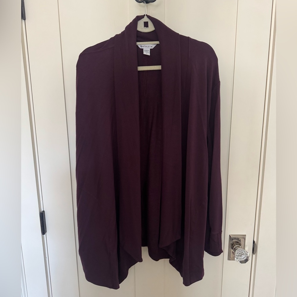 Athleta Pranayama II Deep Plum Cardigan wrap size L